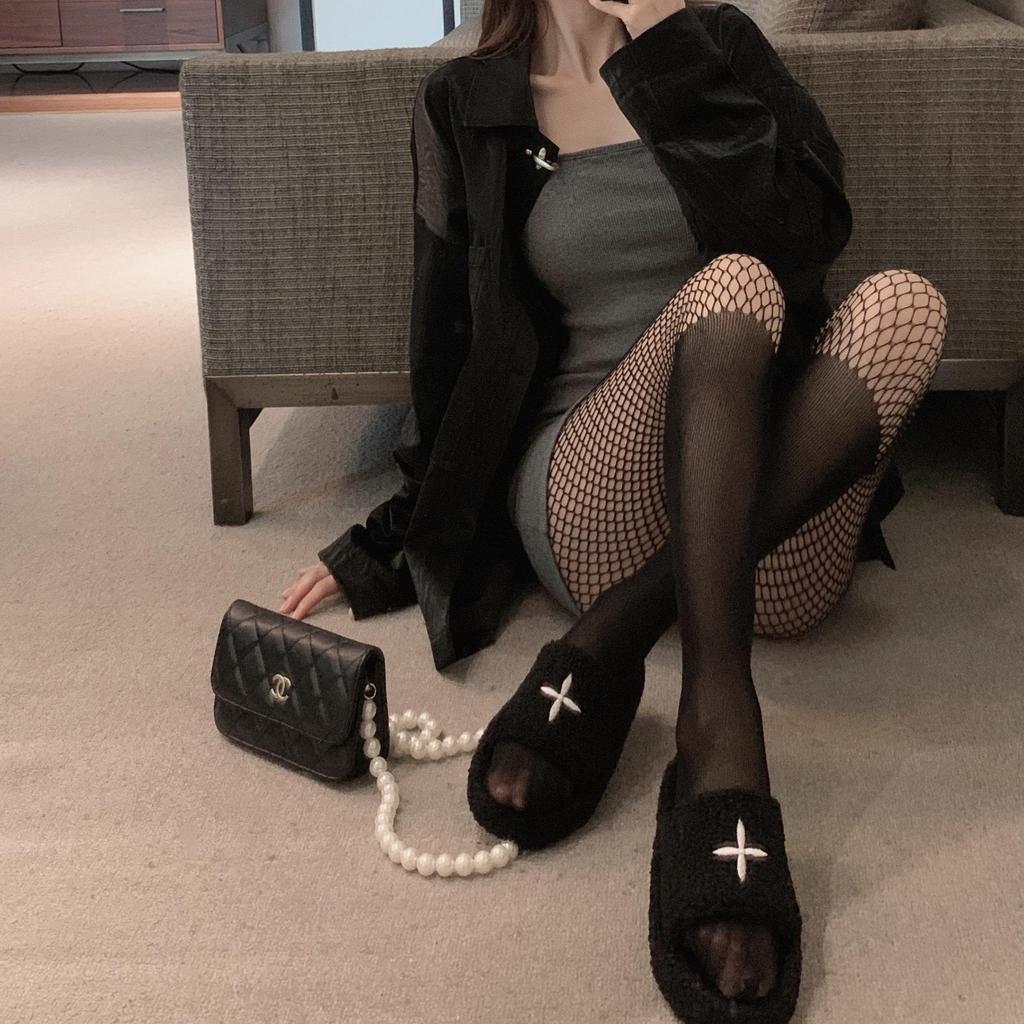 Black Spliced Stockings: Bare Leg, Sexy Romper, Over-the-Knee Fishnet for Women
