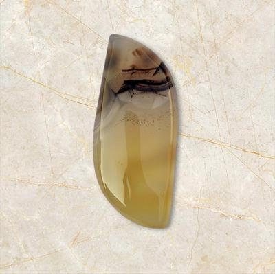 Fancy Shape for Pendent Making Natural Turkish Stick Agate Cabochon Gemstone, 45.80 Carat, 44x17x5 MM Size Cabochon.