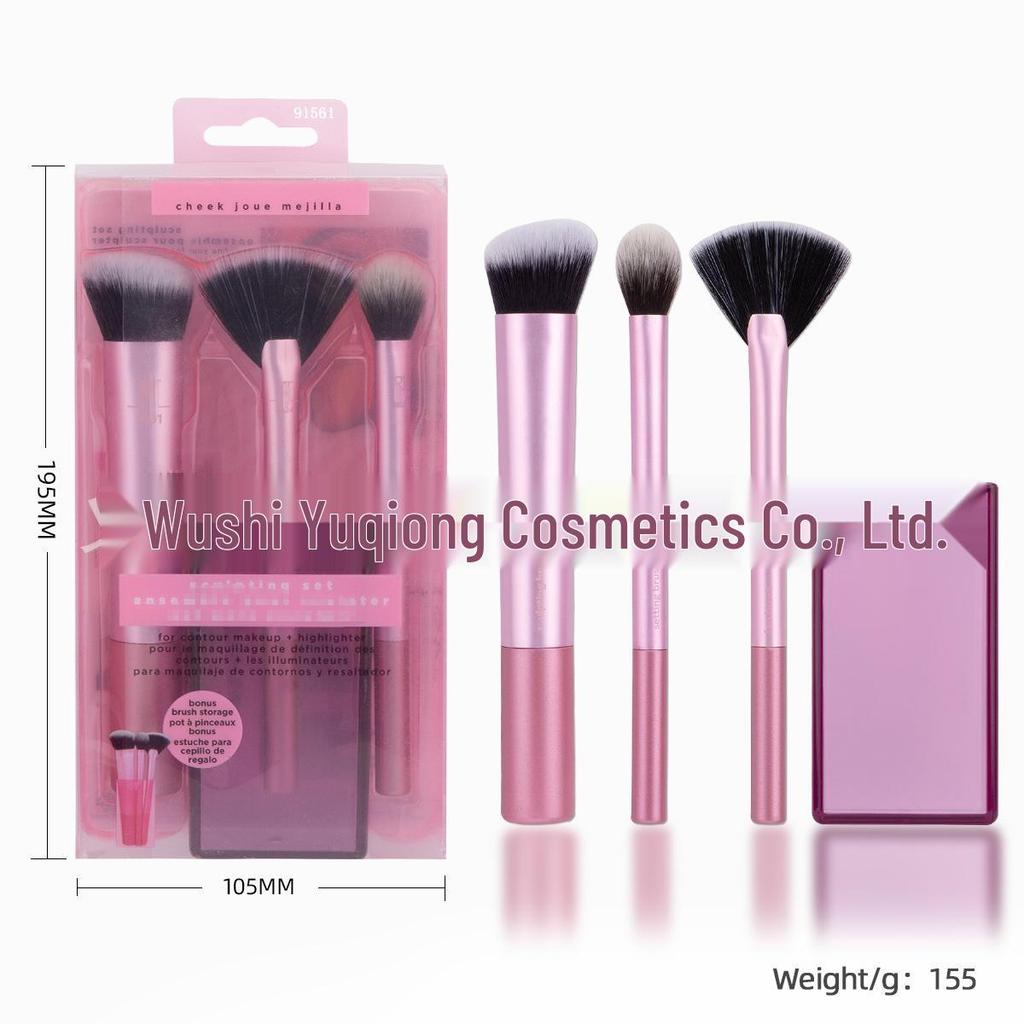 American RT Series 1997 Makeup Brush & Sponge Set: Includes Blush, Blending, Eyeshadow Brushes & Beauty Sponge, Exclusive for Foreign Trade.