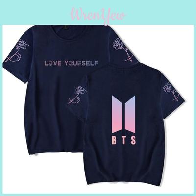 Bts Print T-Shirt Kurzarm Baumwolle Freizeitkleidung Für Fans Mode