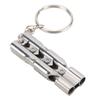 Outdoor Stainless Steel Emergency Survival High Decibel Double Tube Whistle with Keychain