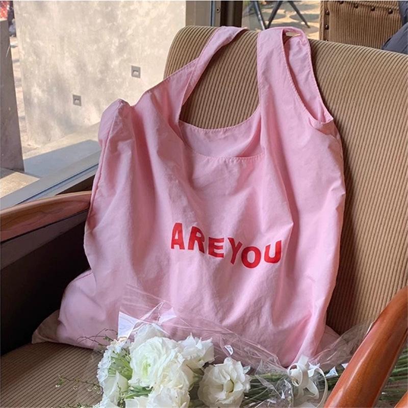 2024 Women's Large Capacity Letter Print Shoulder Bag - Trendy, Versatile, and Fresh Cloth Shopping Bag