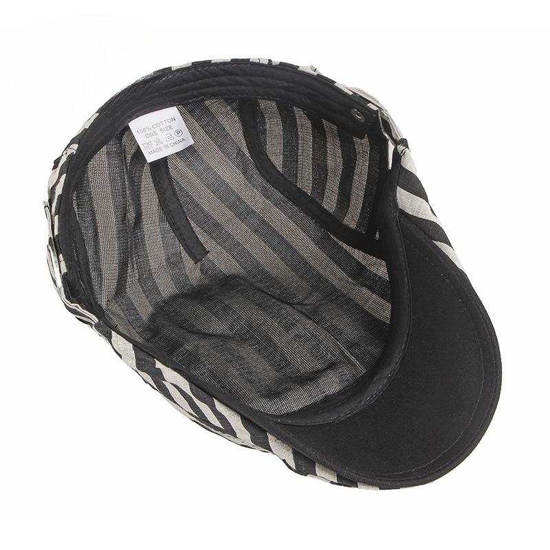 British Retro Striped Beret Hat for Men Women Spring Summer Breathable Thin Flat Cap Korean Fashion Newsboy Cap Casual Cabbie Cap