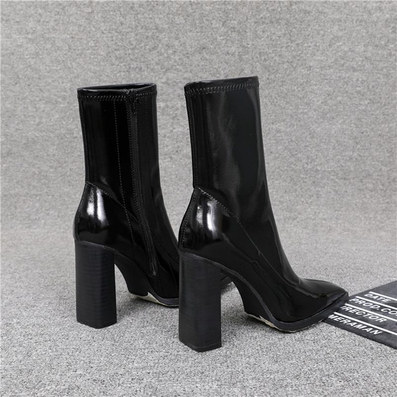Fashion Autumn Square Toe Slim Women Ankle Boots Thick High Heels Ladies Shoes Fashion Square Toe Short Botas De Mujer