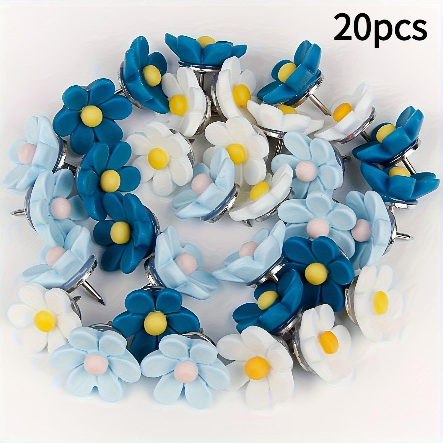 

20pcs Floral Push Pins - Decorative Flower Thumb Tacks with Steel Point Tips,Durable Resin Flower Pins Suitable for Cork Boards