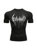 Mens Black Compression Short Sleeve T-Shirt White Abstract Tribal Wing Graphic Quick Dry Breathable High Elasticity Gym Workout And MMA Athletic Top
