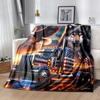 1pc American Flag Semi Truck Eagle Wolf Patriotic USA Home Decor Blanket Couch Throw Gifts for Men Women Flannel Covering .W029