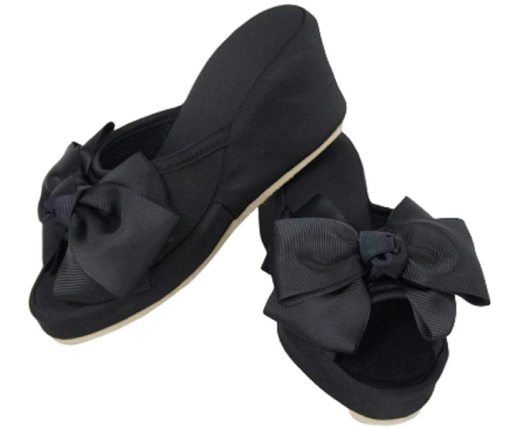 Elegant Interior Platform Room Shoes with 8cm One Size Fits Ribbon, Heel, Black, All, 71034SP-BK