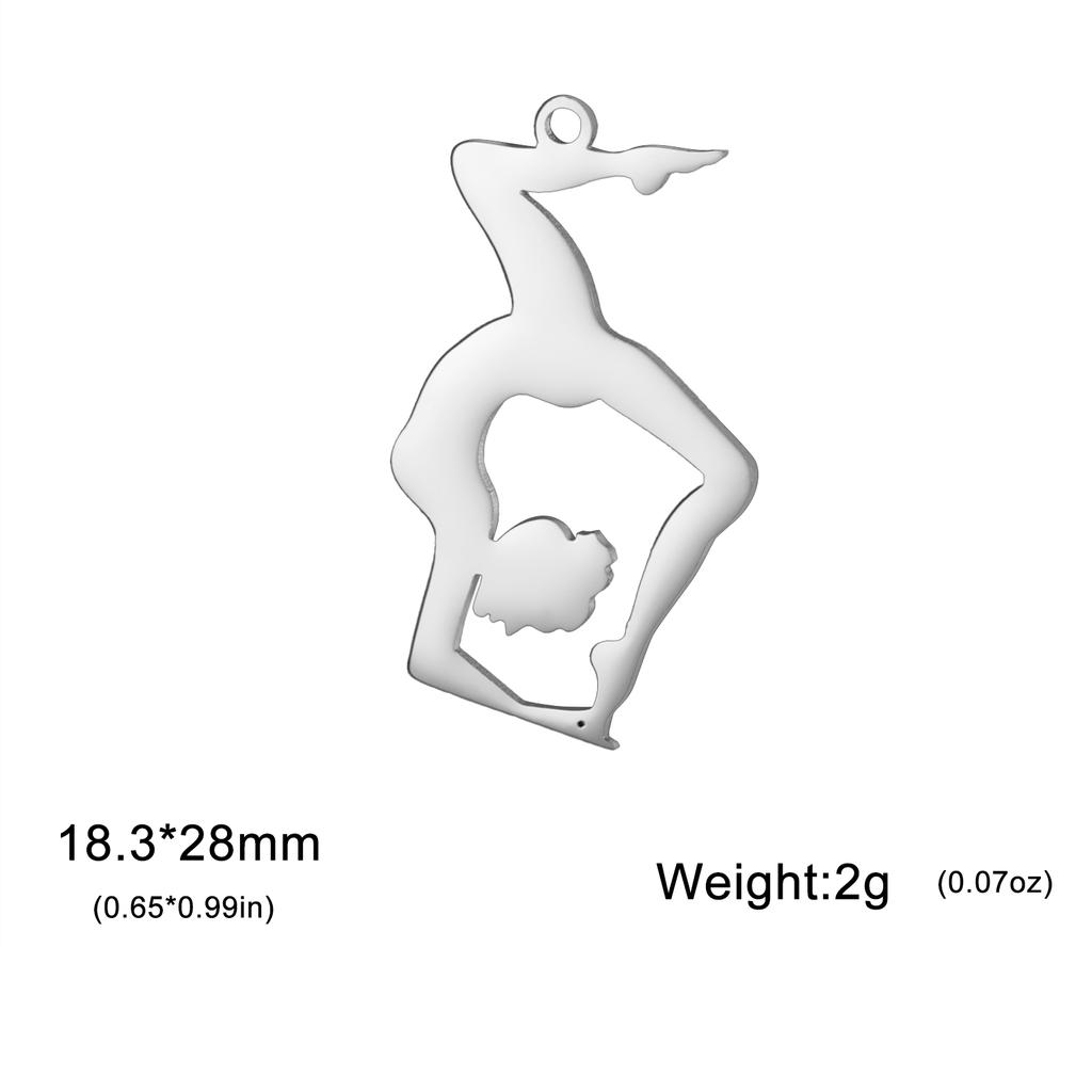 Teamer 5pcs/lot DIY Gymnast Sporter Charms Stainless Steel Gymnastics Dancer for Necklcae Bracelets Keychain Jewelry Making Gift