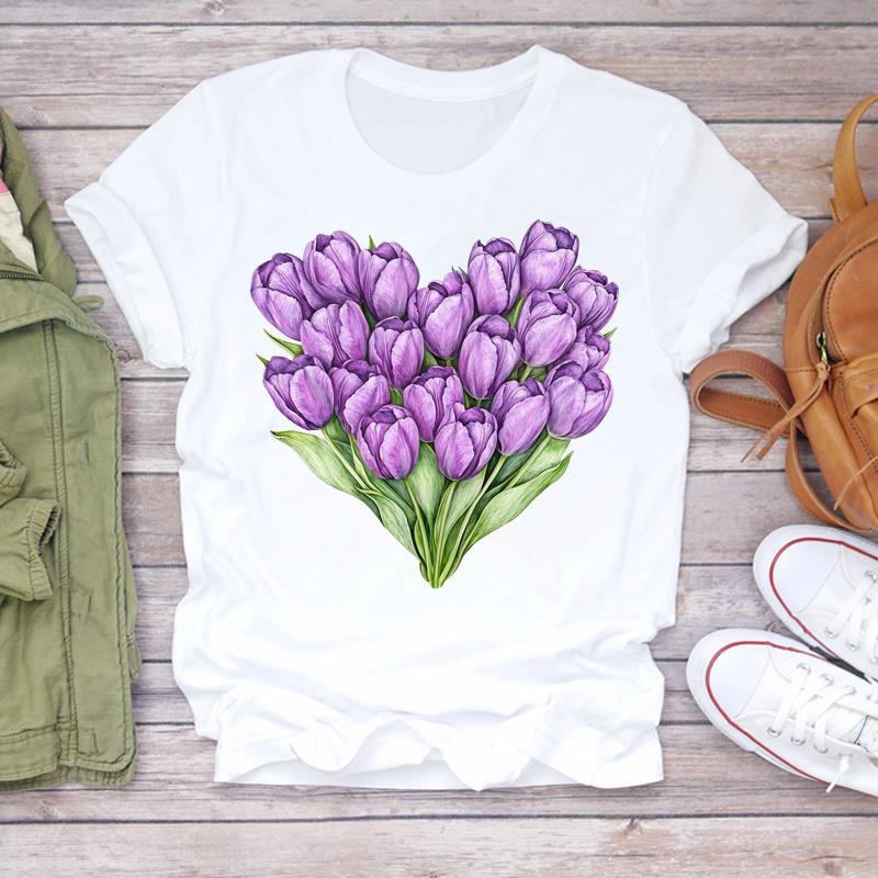 (Asian Size) trend love heart Graphic Short Sleeve T-shirts Lady Female Top Printed Fashion Clothing Women Casual T Shirt Tee