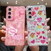 Y2K Pink Heart Graffiti Case For Samsung A18 A57 A37 A27 A17 A56 A36 A26 A16 A55 A54 5G S21 FE S22 S23 S24 S25 Plus S26 Ultra Card Holder Cover