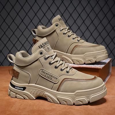 Męskie buty wysokie na platformie, casualowe, antypoślizgowe, wygodne buty trekkingowe dla mężczyzn, robocze buty bezpieczne, sznurowane buty do kostki