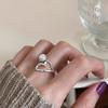 925 Silber Liebesherz Ring für Damen Mädchen Geschenk Linie Perle Koreanischer Süßer Schmuck Geburtstagsgeschenk