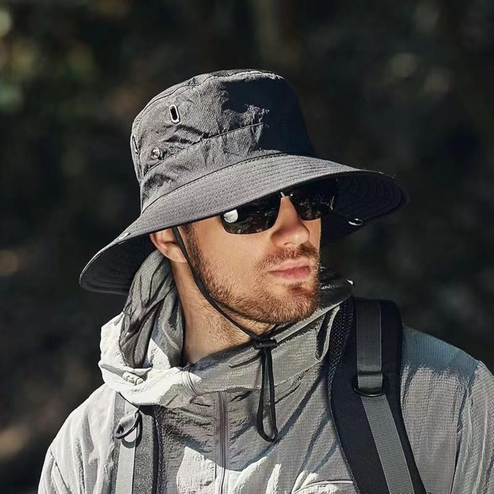 New Adjustable Men's Summer Sun Protection Hat UV Protection Breathable Hiking Cap Wide-brimmed Fishing Quick-drying Sun Cap