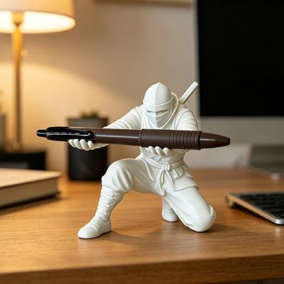Portapenne Ninja Stampato 3D Fresca Statuetta Ninja Supporto per Matite Organizzatore da Scrivania Decorativo per Fan di Anime Scrivania d'Ufficio Decorazione Stanza dei Giochi