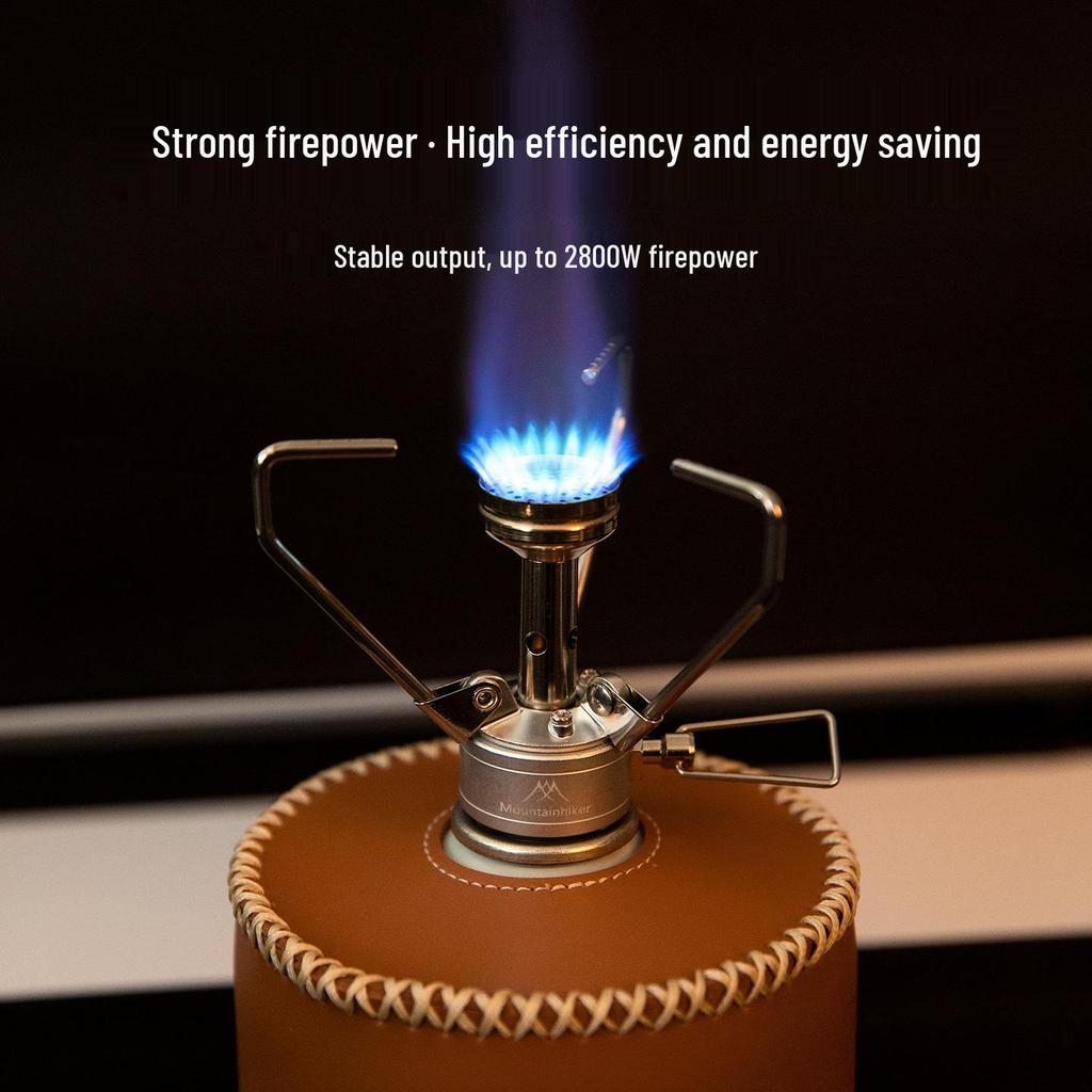 Mountain Guest Three-Leaf Portable Windproof Folding Gas Stove for Outdoor Camping and Tea Brewing
