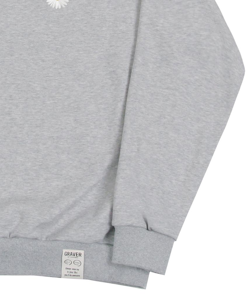 GRAVER [Unisex] Small Daisy Flower Logo Smile Sweatshirt_Gray