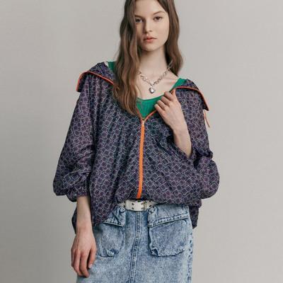 Quadratmuster Kordelzug Kapuze Windjacke Zc05qj010on