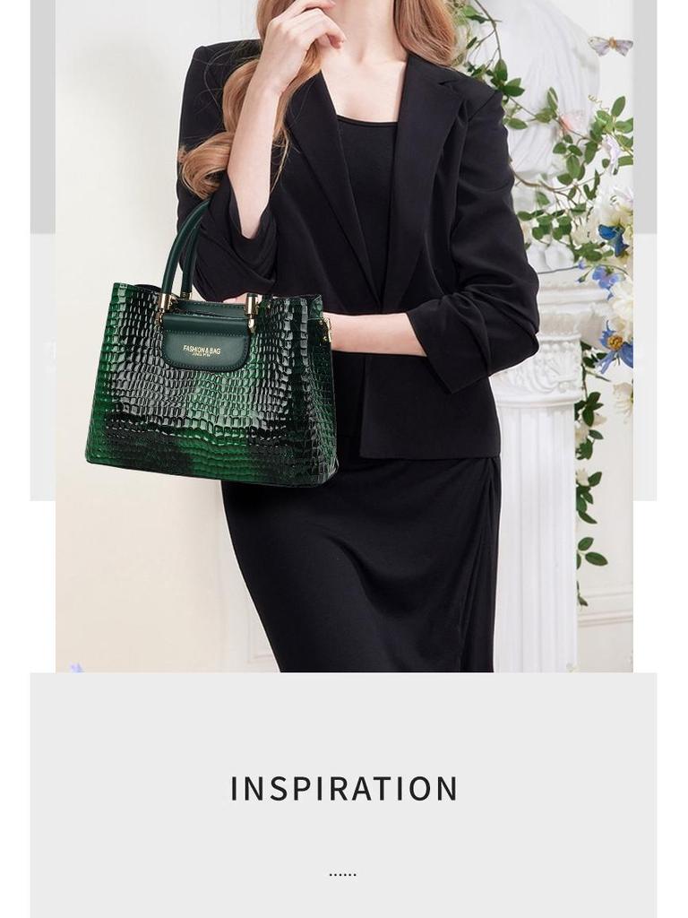 2025 Crocodile Pattern Women's Crossbody Tote: Elegant, Fashionable Handbag for Commuting