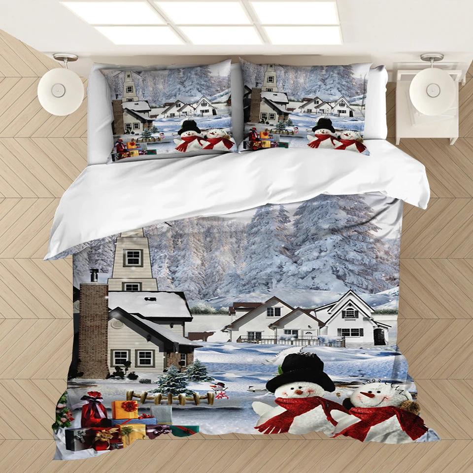 Weihnachts-Bettbezug Cartoon-Druck Bettwäsche-Set Mikrofaser Cartoon-Deckenbezug Mit Kissenbezügen Kindergeschenk