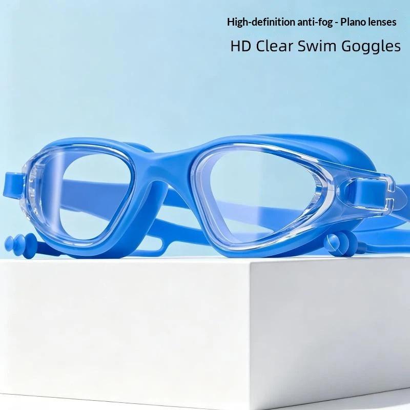 Adult Swimming Goggles Anti Fog HD Waterproof Oversized Frame Adjustable Strap for Men Women Beach Swim