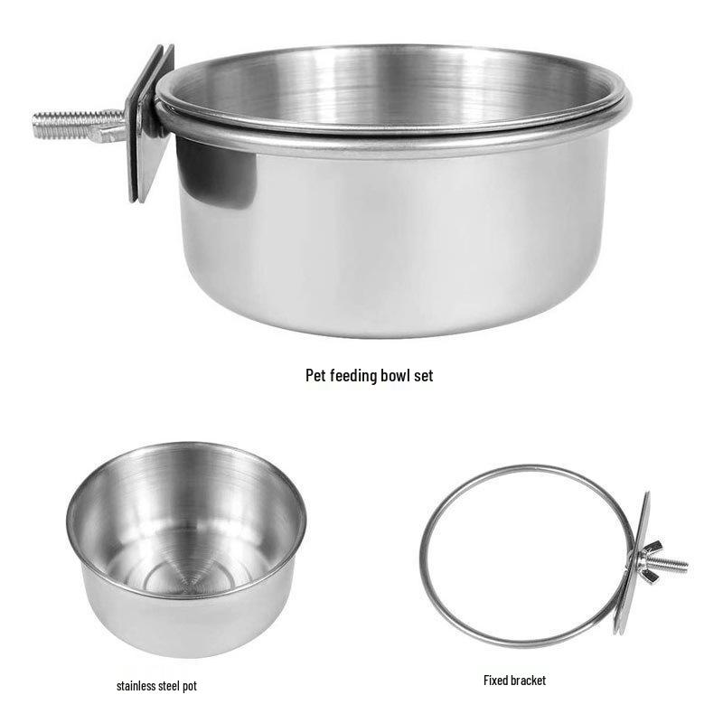 Stainless Steel Pet Feeding Bowl for Birds, Cats, and Dogs – Easy Cage Installation Feeder