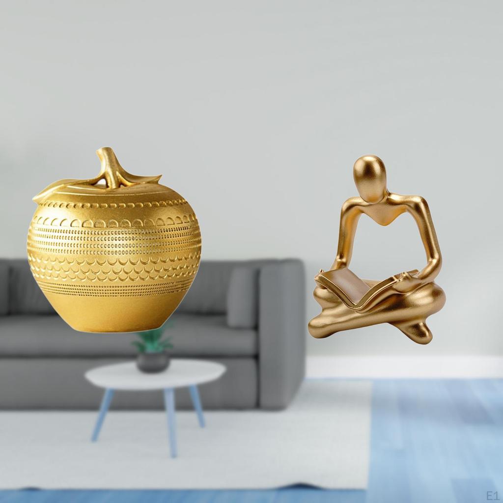 Modern Resin Fruit Thinker Sculpture Ornament Abstract Art Figurine for Tabletop Bookshelf Living