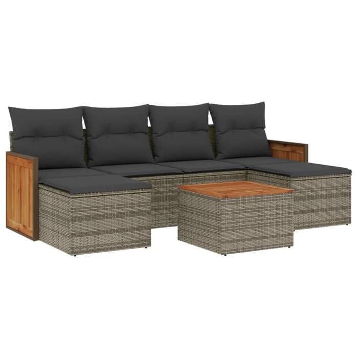 VidaXL Garden Lounge Set with Cushions 7 Pcs, Patio Sofas, Patio Furniture Set, Outdoor Furniture, Grey 3227908