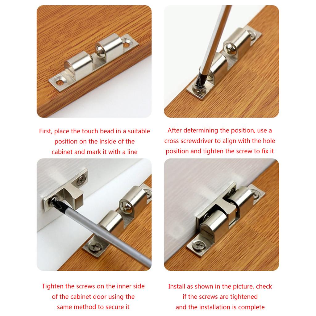 Adjustable Copper Double Ball- Spring Ball-Touching Buckle Furniture Latch- for Cabinet Bathroom Cupboards- Wardrobes