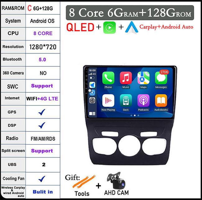 10.1'' Android 14 For Citroen C4 C4L DS4 2013 - 2016 Car Acesssories Navigation GPS Car Radio Multimedia Video Player 4G LTE