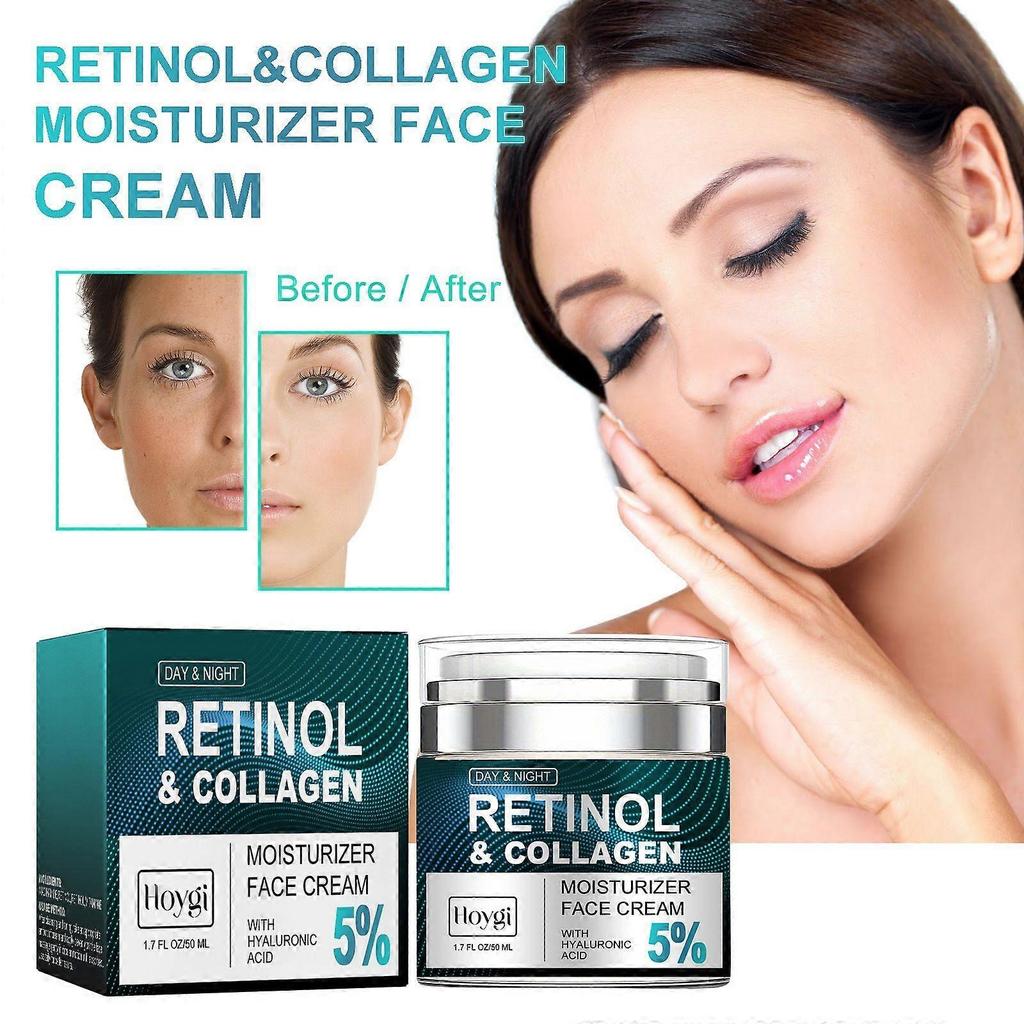 Retinol Collagen Cream for Face with 5% Hyaluronic Acid Anti-Aging Cream Anti-Wrinkle Reduce Fine Lines Lifting & Firming Cream 24-Hour Facial Care Su
