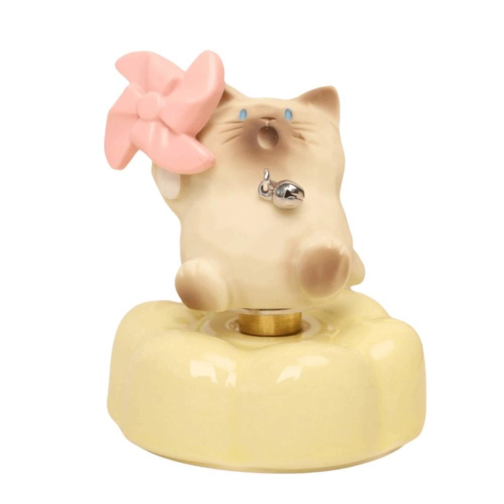 Cartoon Rotatable Car Ornament Ceramic Car Dashboard Ornament Novelty Cute Cat Statue Home Decor