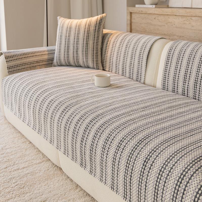Nordische Chenille Sofaauflage Bezug für Wohnzimmer Alle Jahreszeiten Universeller Sofabezug Rutschfestes Couchtuch Schutz