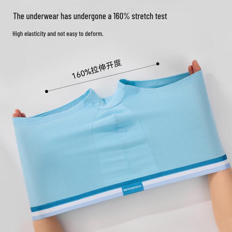 Yiershuang Men's Pure Cotton 5A Antibacterial Boxer Briefs 4-Pack