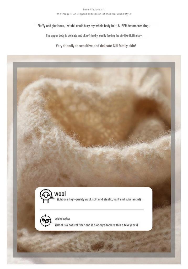 Women's Fashionable Autumn Wool Cardigan Coat - Round Neck, Knit, Hollow Design Cashmere Sweater