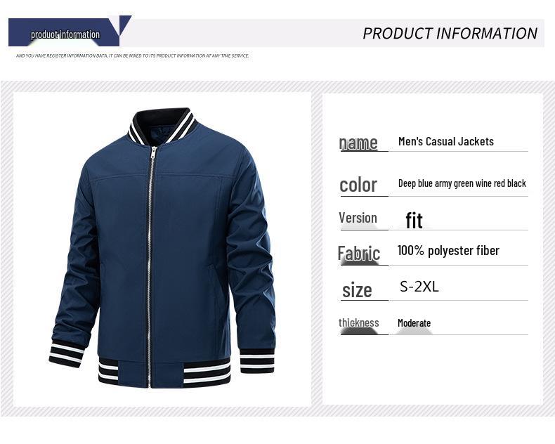 Chaqueta Bomber Ligera Cortavientos para Hombre - Ropa Exterior Casual Talla Europea