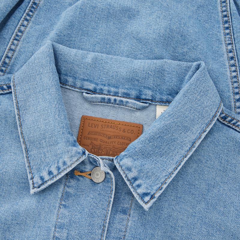 Levis Type 3 Solid Color Spliced Comfortable Long Sleeve Denim Jacket Women Jackets Light-Blue A1743-0043