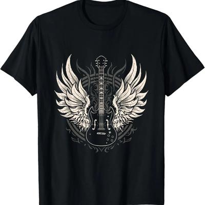 Guitar Wings Vintage Retro 80s Rock & Roll Music T-Shirt