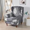 Stretch Print Wing Chair Cover Spandex Elastic Armchair Covers Europe Wingback Relax Sofa Slipcovers with Seat Cushion Cover