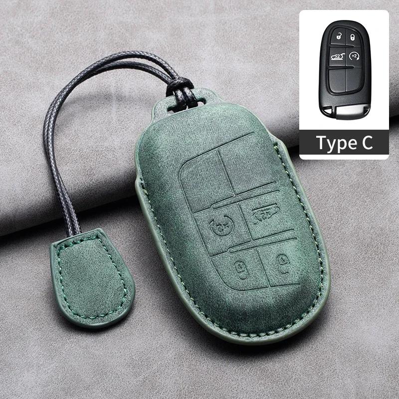 Leather Car Key Case Cover Keychain For Jeep Wrangler Commander Compass Patriot Renegade Cherokee Grand Cherokee Keyring