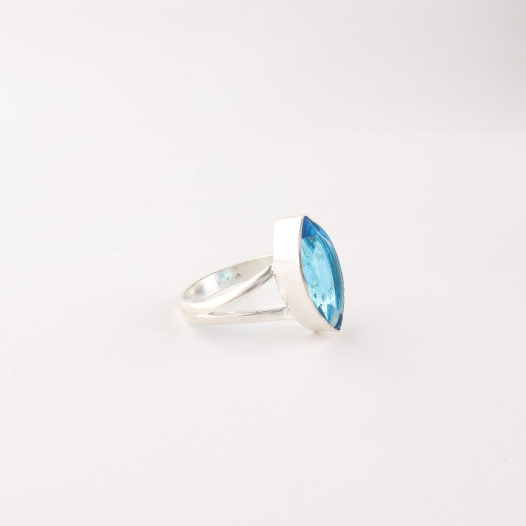 Swiss Blue Topaz Gemstone 925 Sterling Silver Jewelry Handcrafted Stylish Ring RR-23-9