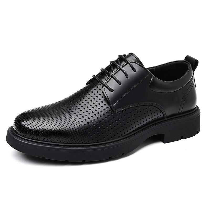 Leather Shoes Men's 2025 Summer Hollow Breathable Hole Shoes Groom Wedding Leather Shoes 2025