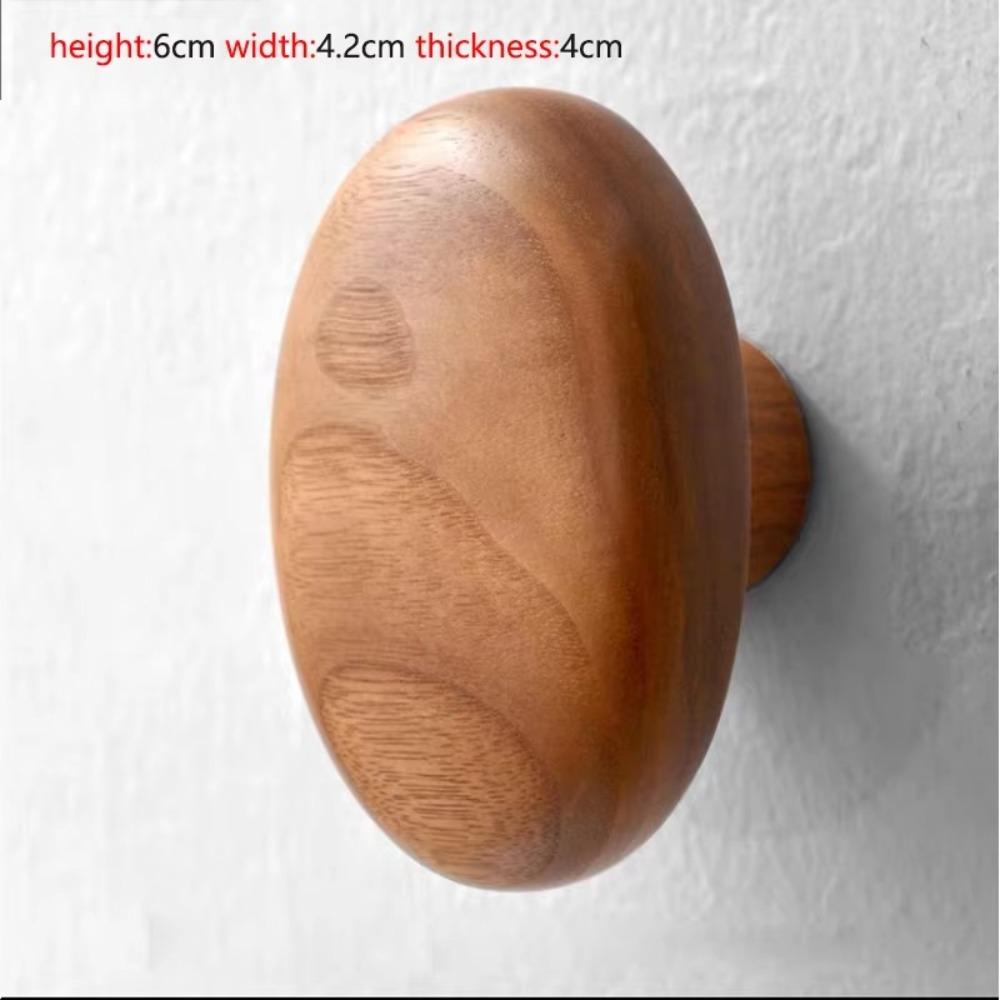 Natural Wood Wall Mounted Coat Hook Key Hat Scarf Handbag Storage Hanger