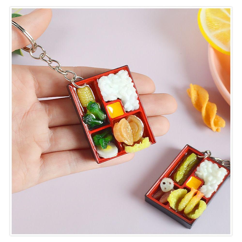 PVC Dollhouse Mini Sushi Keychain Scene Model Japanese Style Food Box Keychain  Photo Props
