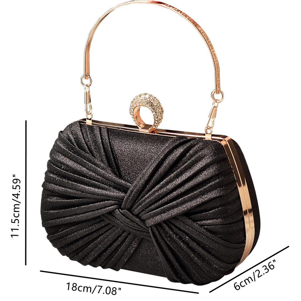 Bow Party Clutch Bag, Pleated Evening Dress Handbag for Women, Wedding Bride Prom Wedding Banquet Reception Evening Purse