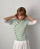 CHICKS Stand Collar Asymmetrical Shirt Mint
