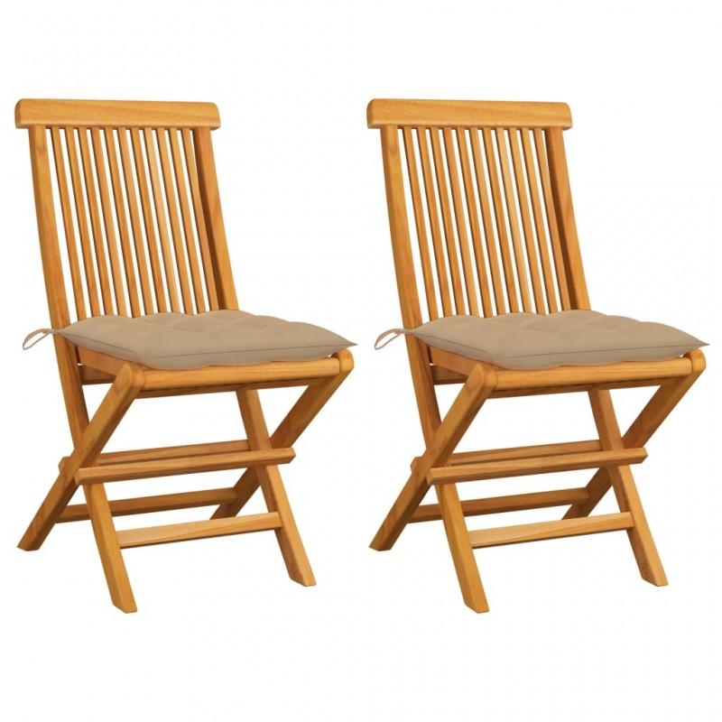 Day and Night - Day and Night Garden Chairs 2 Pcs Teak Wood with Beige Cushions