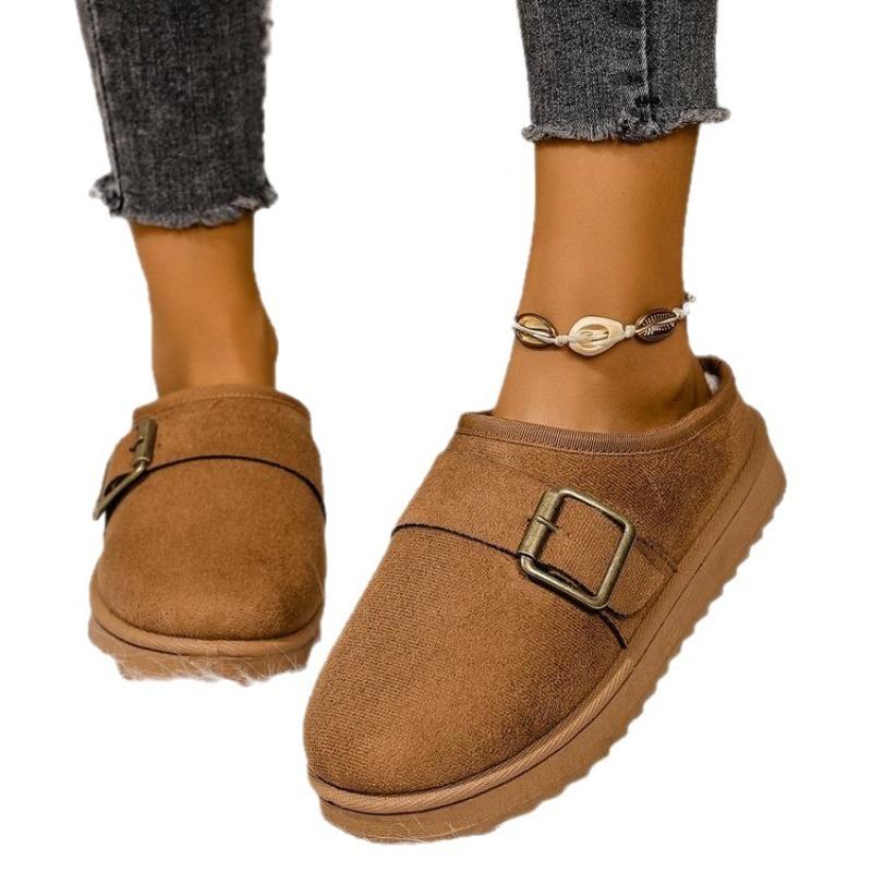 Large Size Lazy One-pedal Snow Boots Women's Winter New Fashion Bag Head Slippers Thick-soled Cotton Slippers