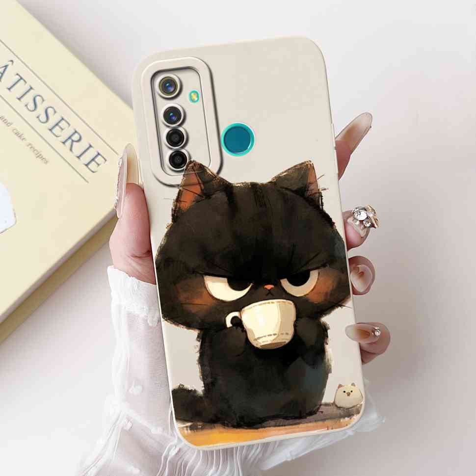Für Realme 5 Pro Hülle Niedliche Panda-Blumen-Abdeckungen Weiche Silikonhüllen Für Realme 5 Realme5 Pro Stoßfeste Rückseite Fundas