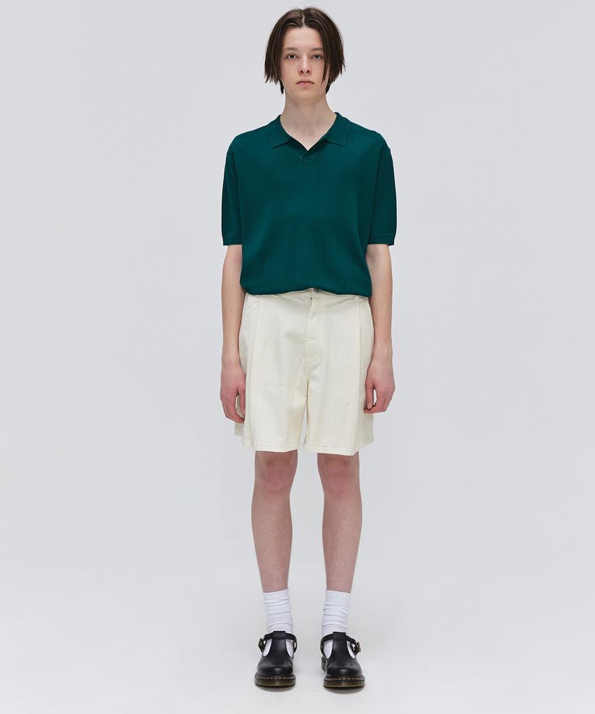 EZIO Open Collar Half Knit_Peacock